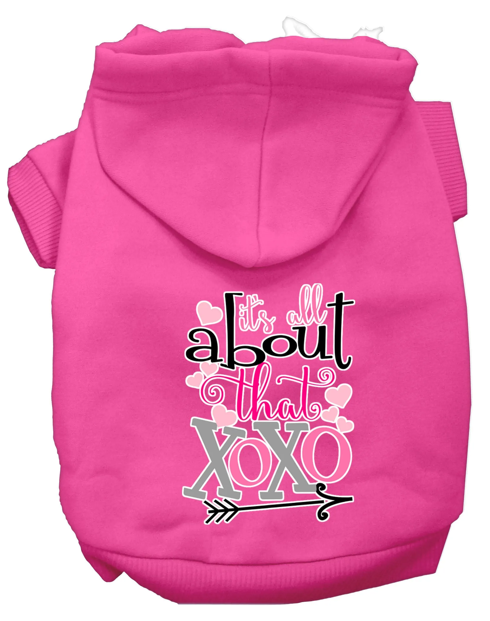 All About That Xoxo Screen Print Dog Hoodie Bright Pink Xxxl