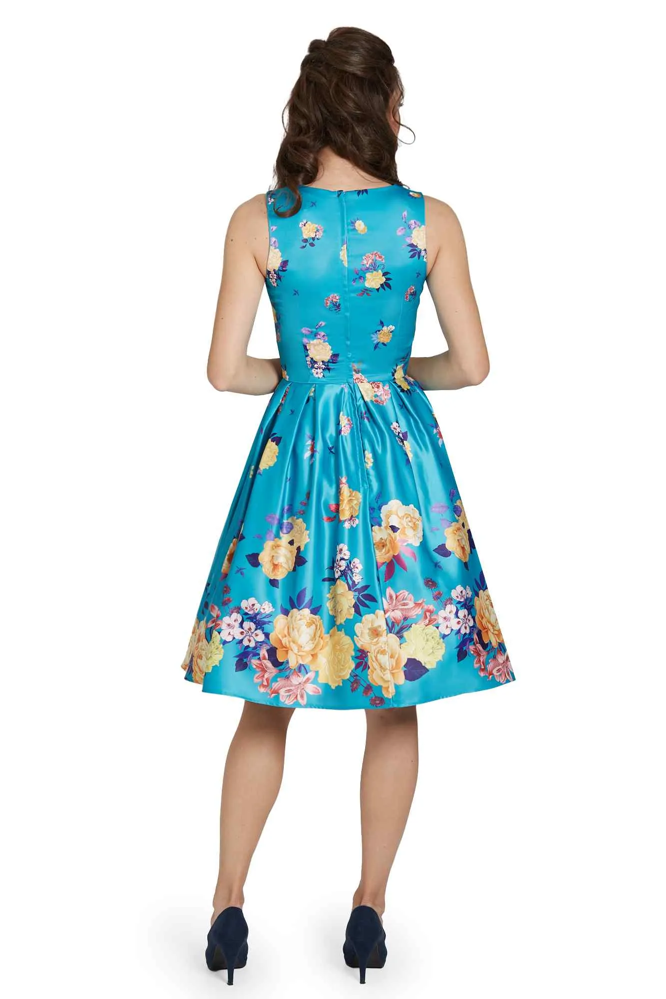 Annie Raising Flower Swing Dress in Turquoise