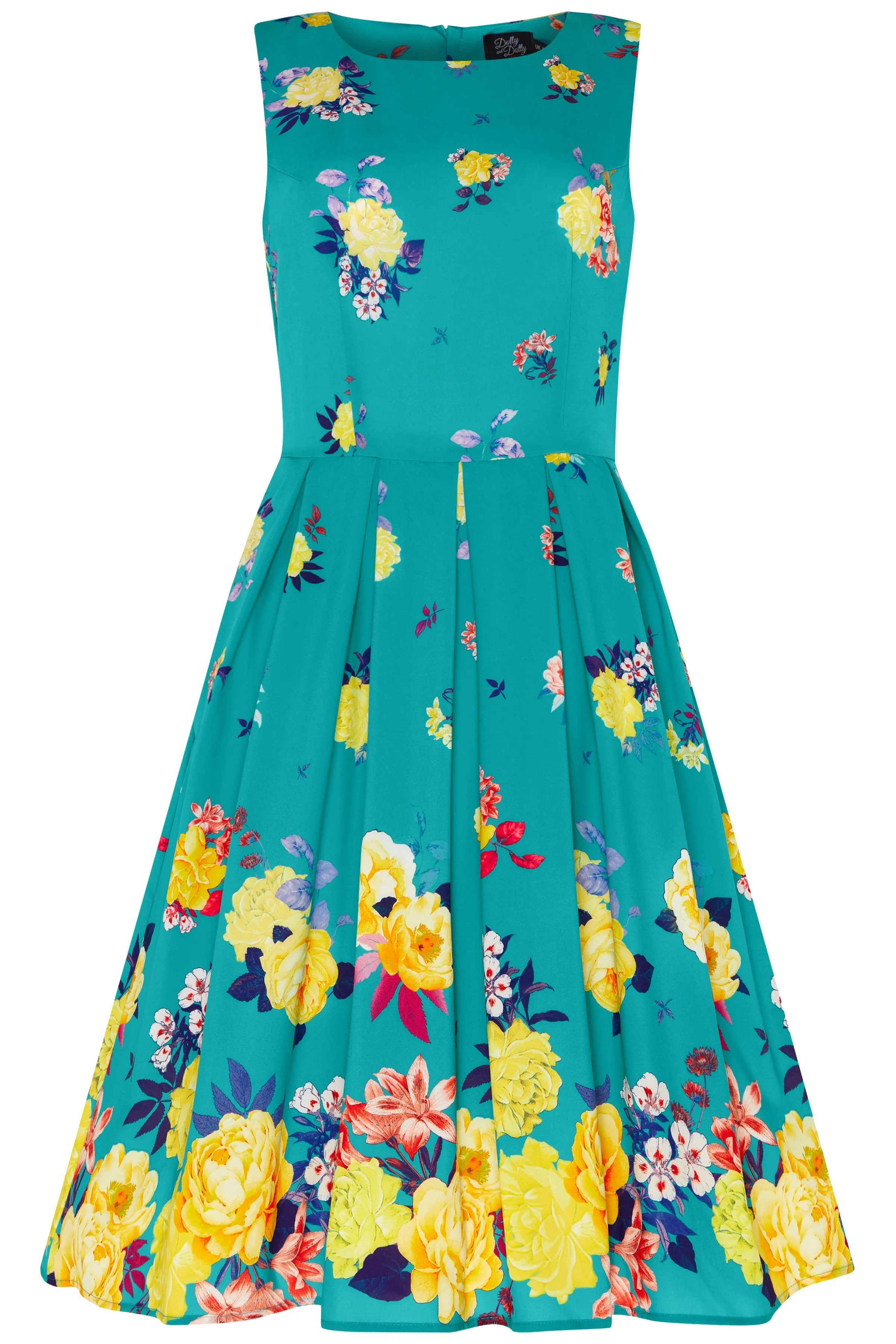 Annie Raising Flower Swing Dress in Turquoise