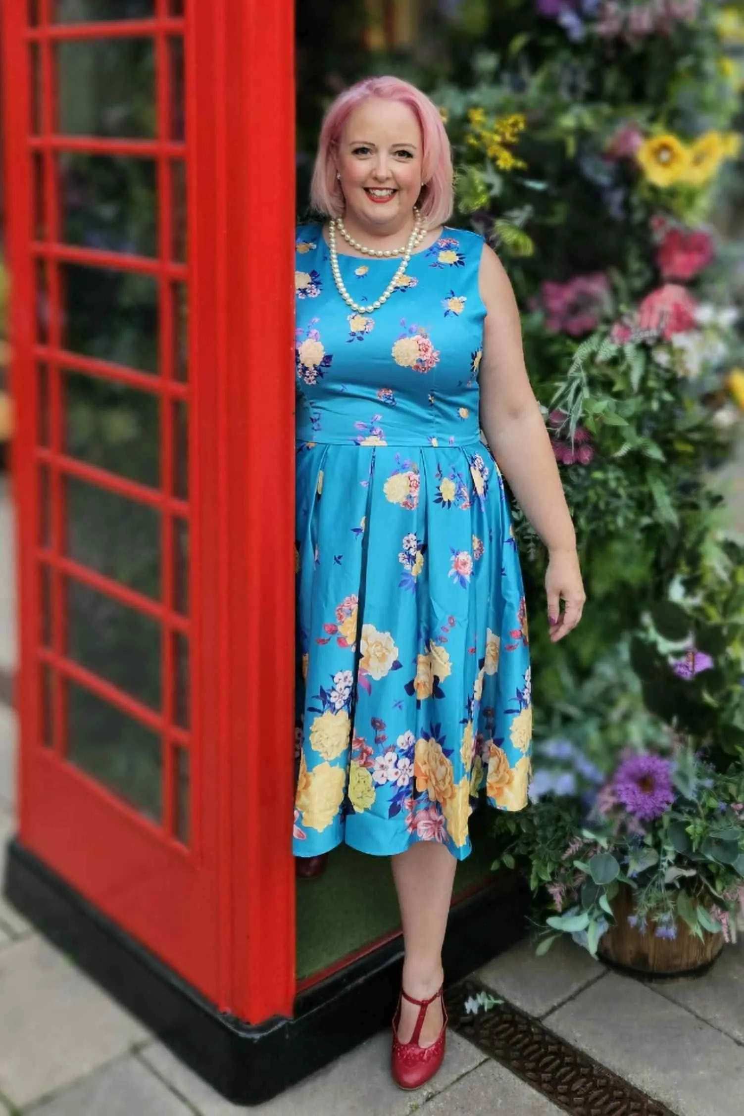 Annie Raising Flower Swing Dress in Turquoise