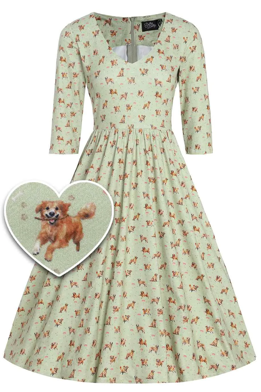 Billie Golden Retriever Sleeved Dress