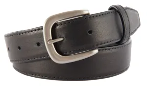 Black Smooth Leather Belt, Hudson Buckle (Brushed Silver)