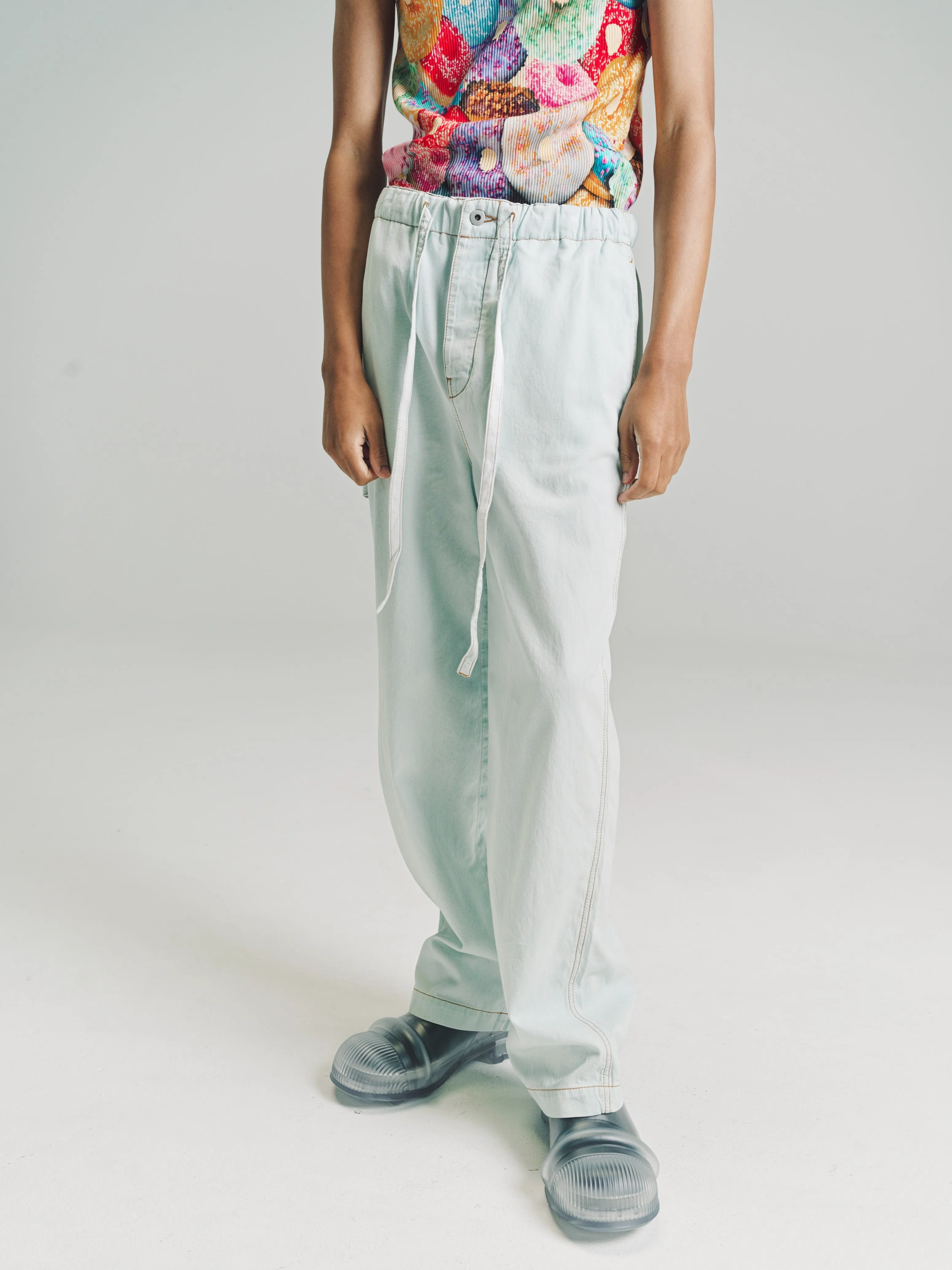 Blue Denim Drawstring Trousers