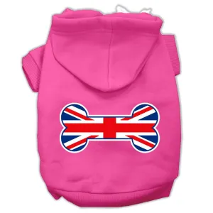 Bone Shaped United Kingdom (Union Jack) Flag Screen Print Pet Hoodies Bright Pink L (14)