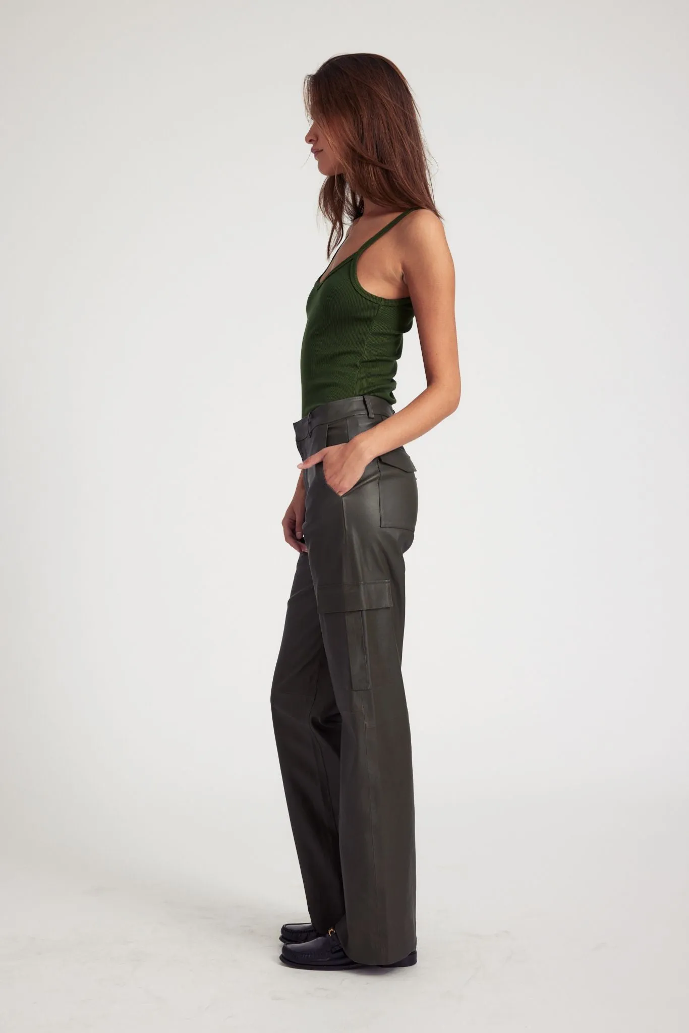 Cactus Leather Cargo Trousers