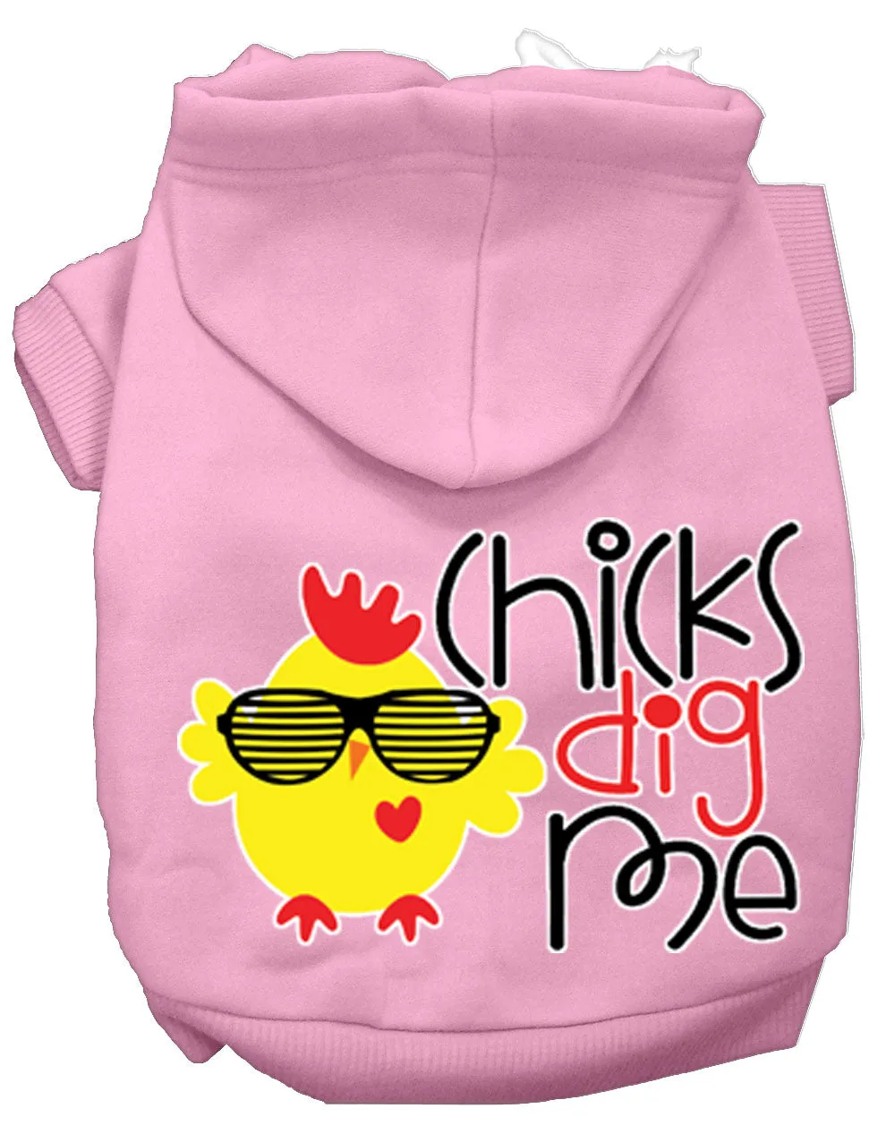 Chicks Dig Me Screen Print Dog Hoodie Light Pink Xxl