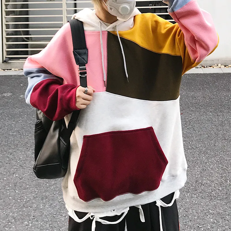 Contrast Patchwork Hoodie