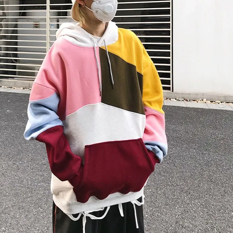 Contrast Patchwork Hoodie