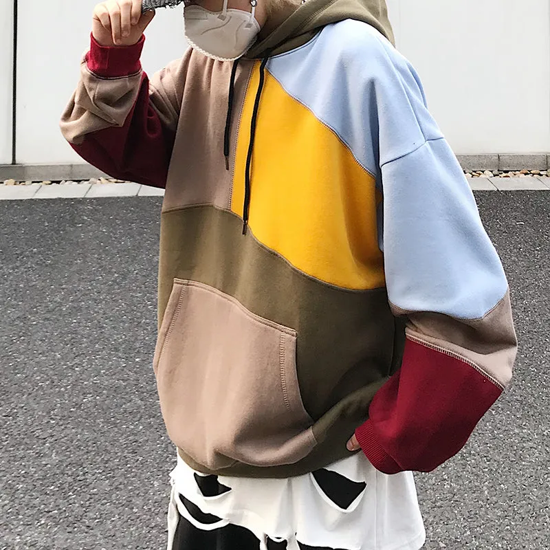 Contrast Patchwork Hoodie