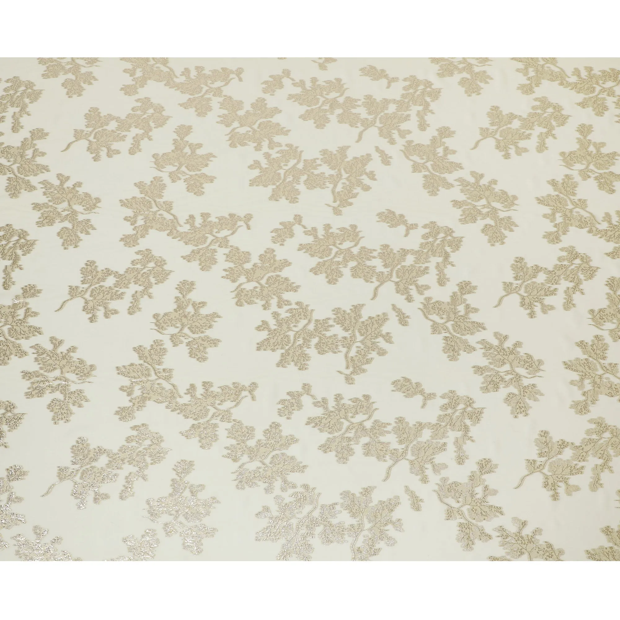 Elegant Cream Silk Chiffon Fabric with Metallic Lurex Floral Design, 110 cm Width, South Korea-D19725