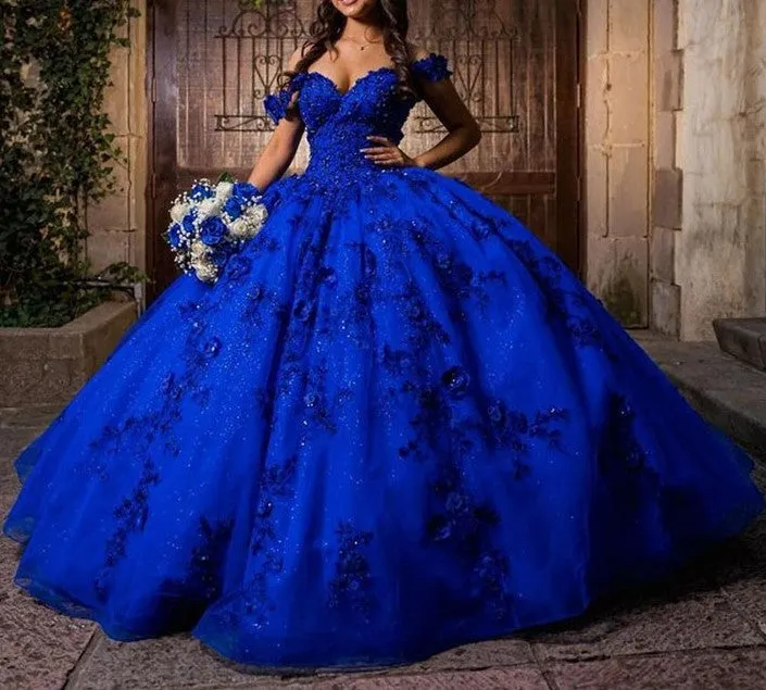 Exquisite Off The Shoulder Royal Blue Quinceanera Dresses