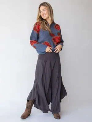 Feelin' Alive Convertible Cotton Midi Skirt - Charcoal