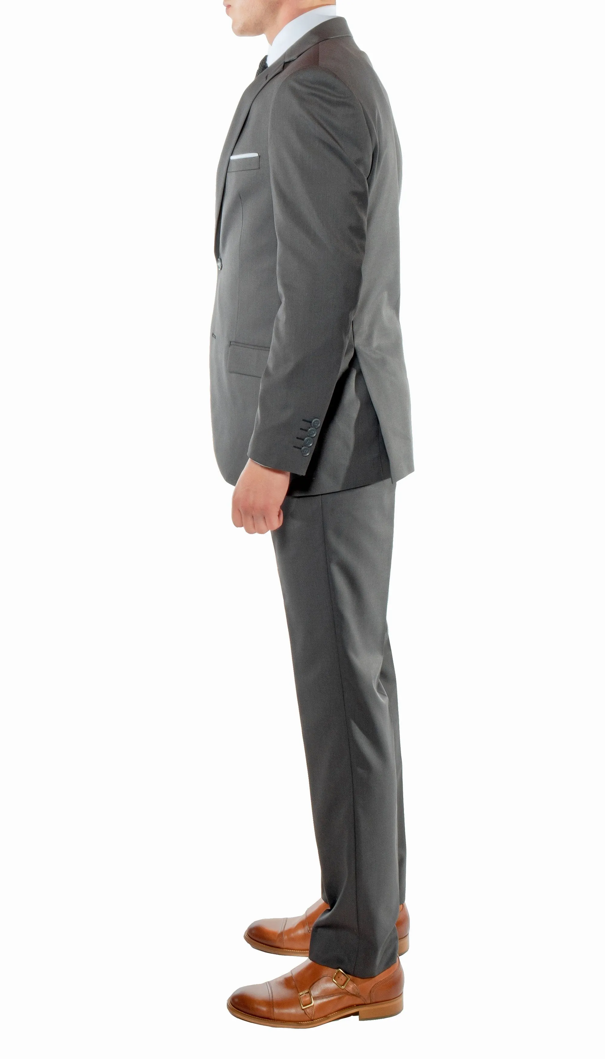 Ferrecci Mens Savannah Charcoal Slim Fit 3 Piece Suit