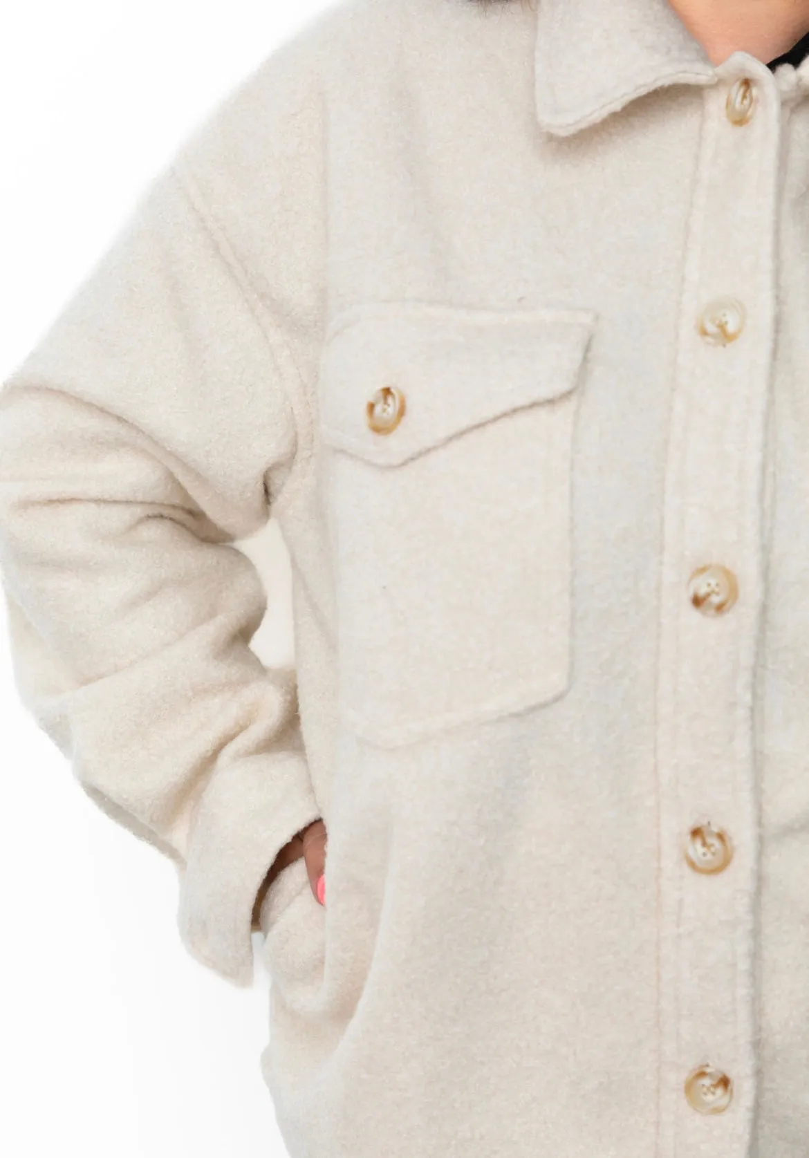 Fleece Shacket - Cream