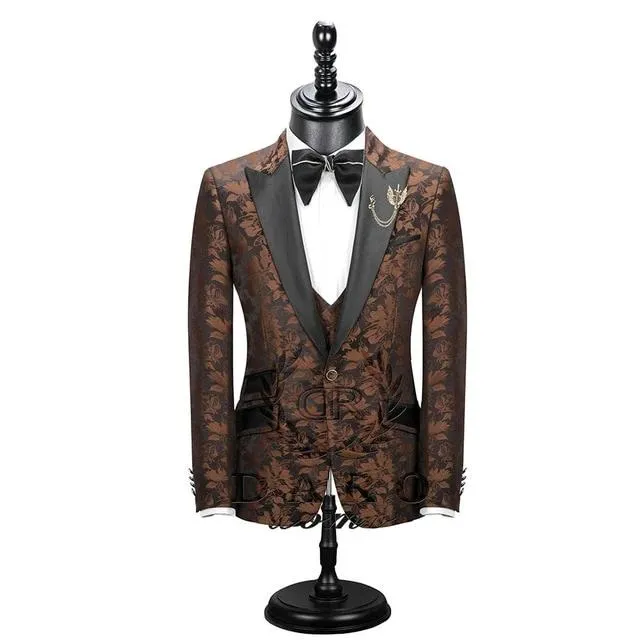 Floral Classic Slim Fit Prom Dress Men Suit