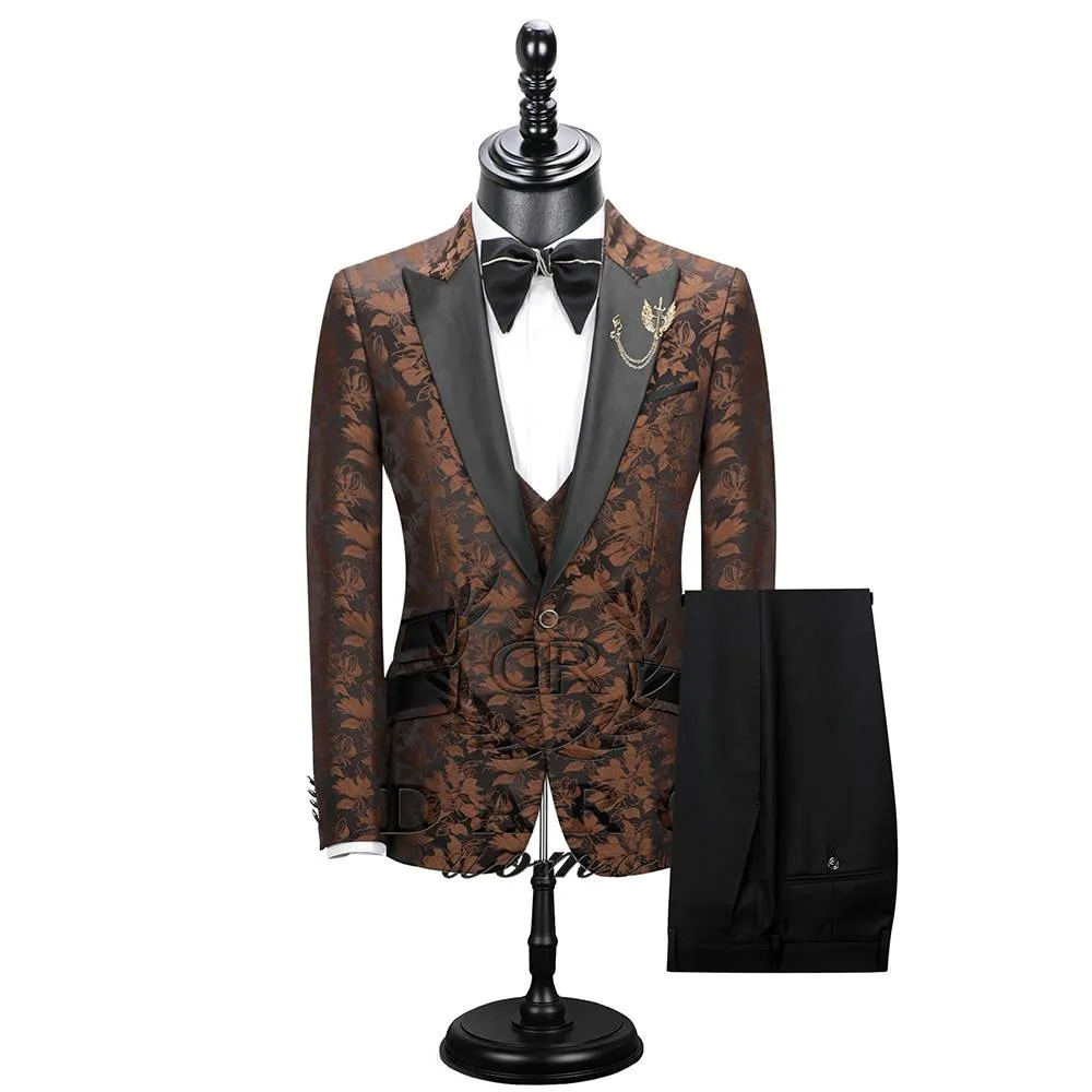 Floral Classic Slim Fit Prom Dress Men Suit