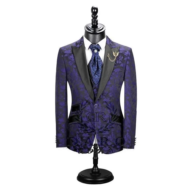 Floral Classic Slim Fit Prom Dress Men Suit