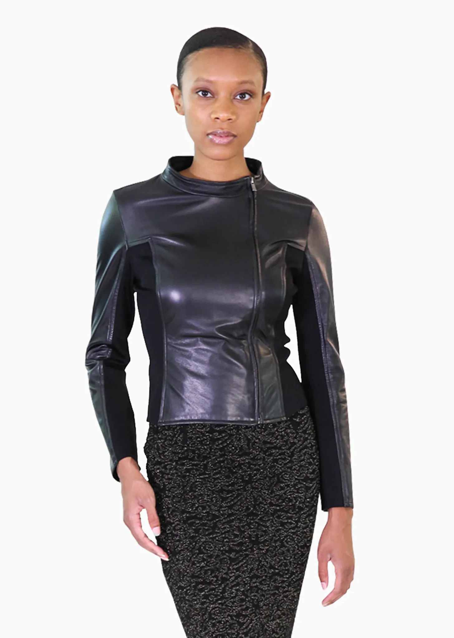 Gemma - Lambskin, Leather Moto Jacket