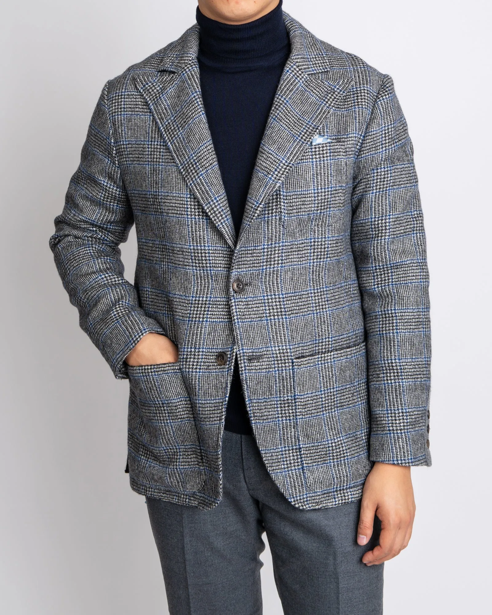 Glenplaid Alpaca Unstructured Sweater Blazer