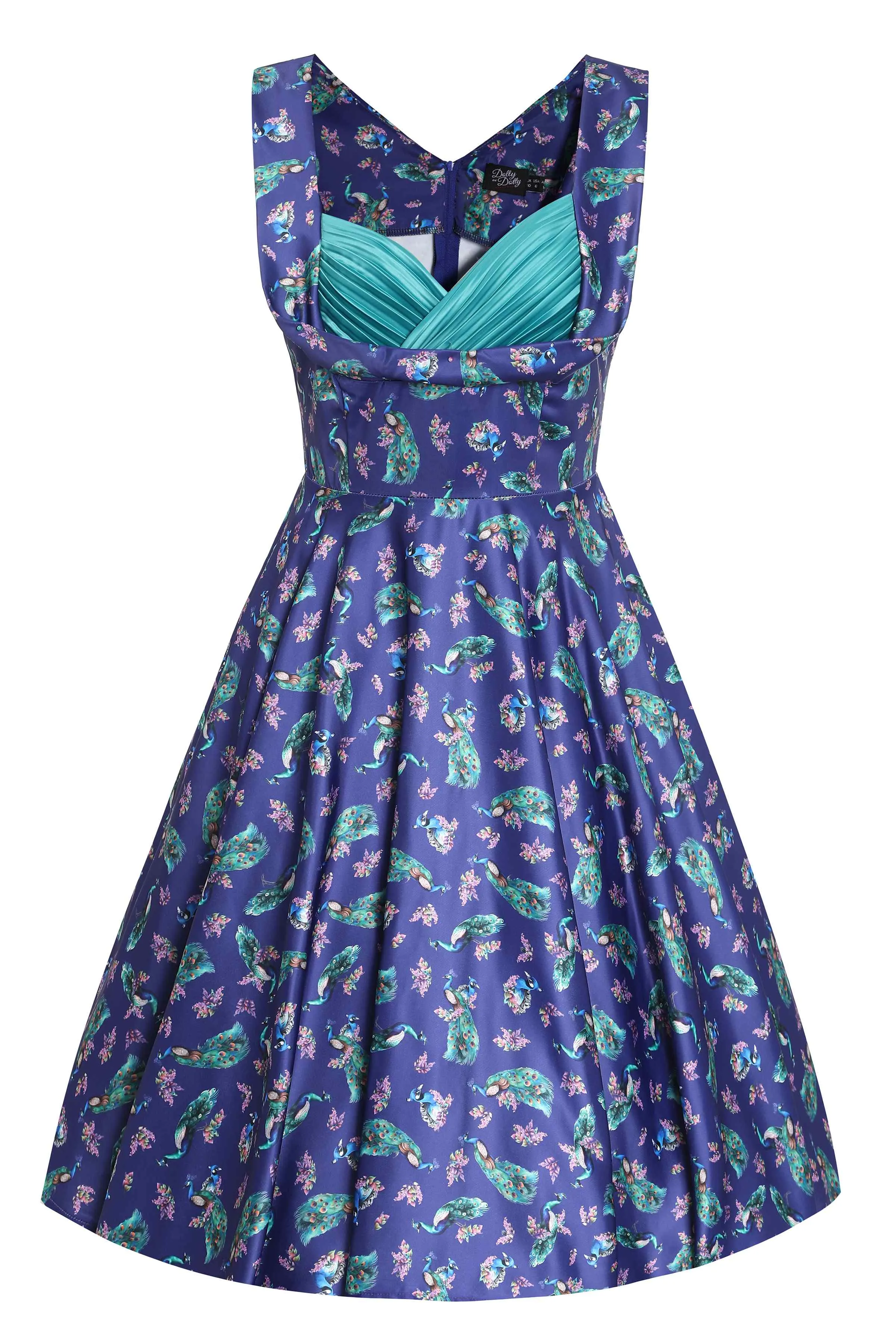 Grace Purple Peacock Pleated Bust Dress