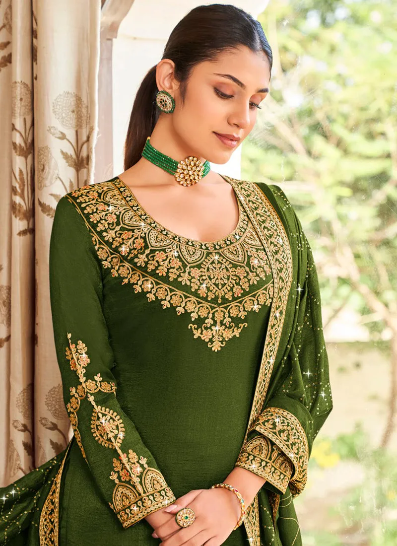 Green Embroidery Designer Salwar Suit