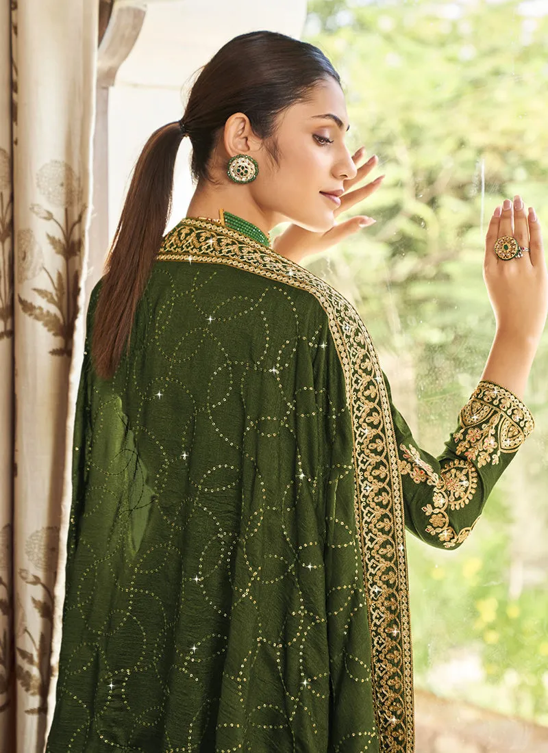 Green Embroidery Designer Salwar Suit