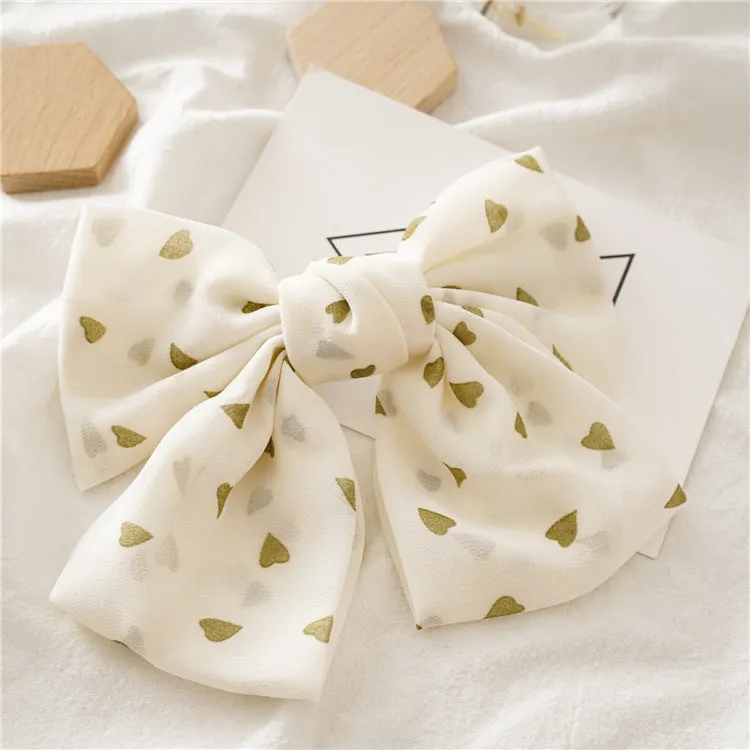 Heart Chiffon Big Bow Hairpin Girl Headdress