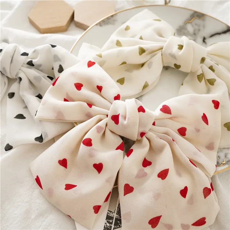 Heart Chiffon Big Bow Hairpin Girl Headdress