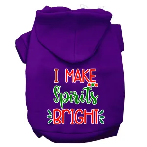 I Make Spirits Bright Screen Print Dog Hoodie Purple Xl