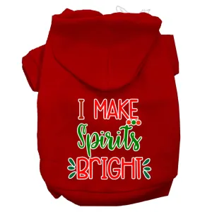 I Make Spirits Bright Screen Print Dog Hoodie Red Xs