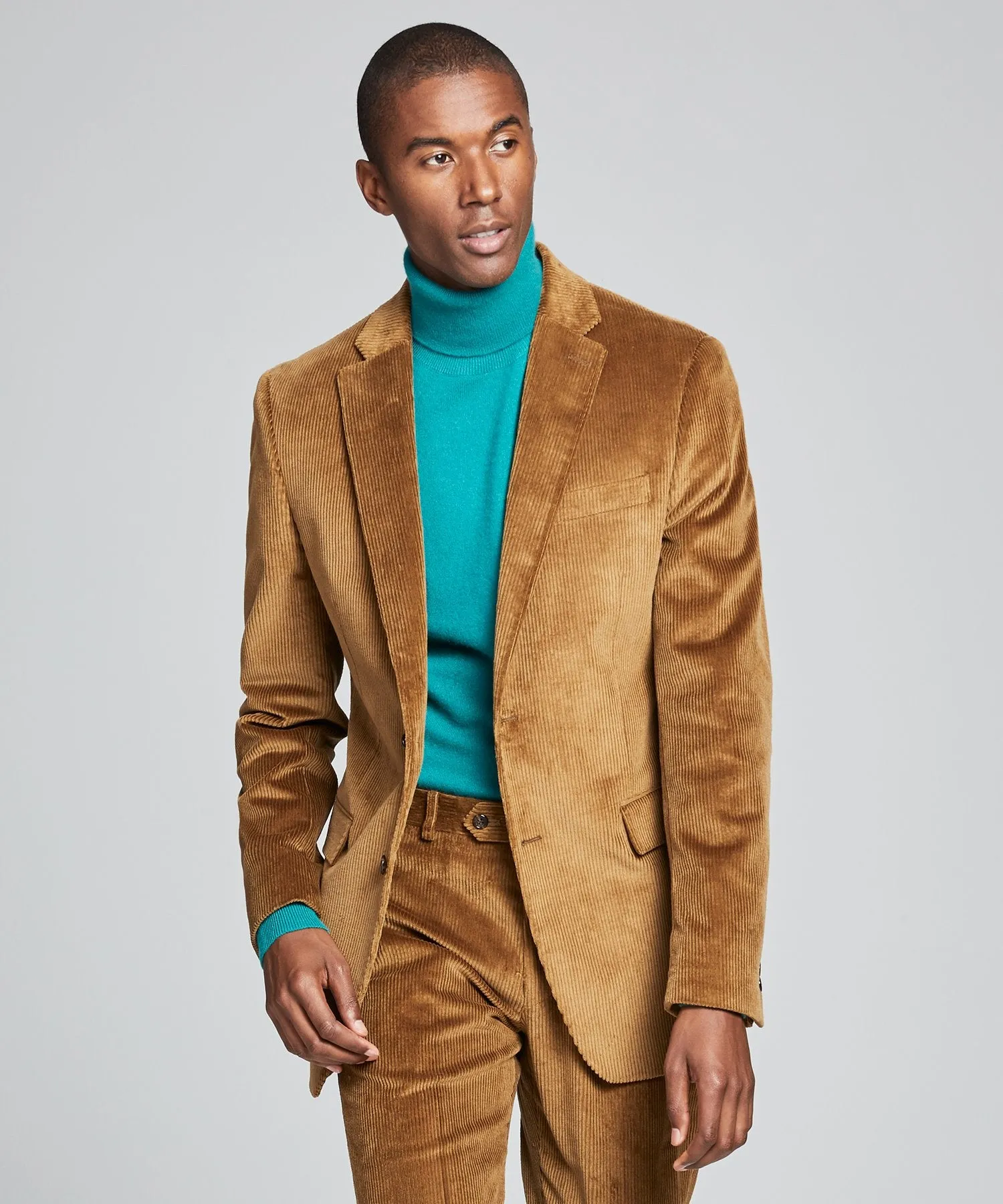 Italian Stretch Cord Sutton Suit in Camel