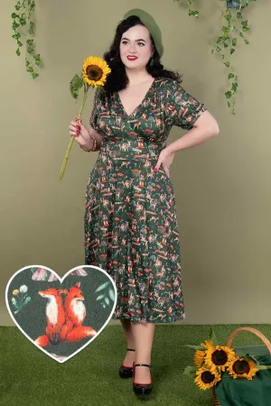 Julia Dark Green Woodland Sleeved Dress