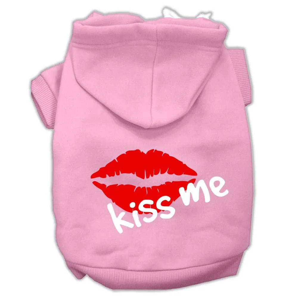 Kiss Me Screen Print Pet Hoodies Light Pink Size XL (16)