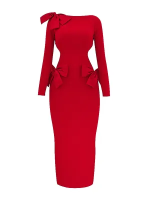 Lavele red bow maxi dress