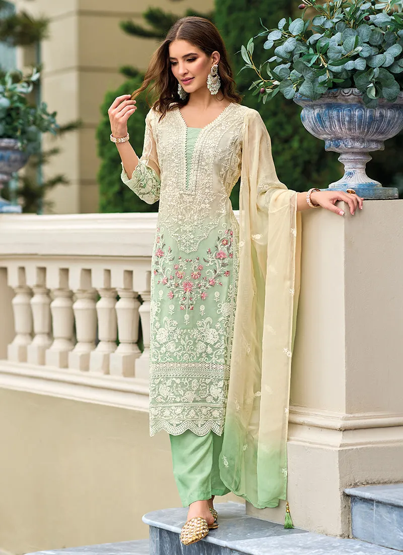 Light Green Multi Embroidery Traditional Salwar Suit