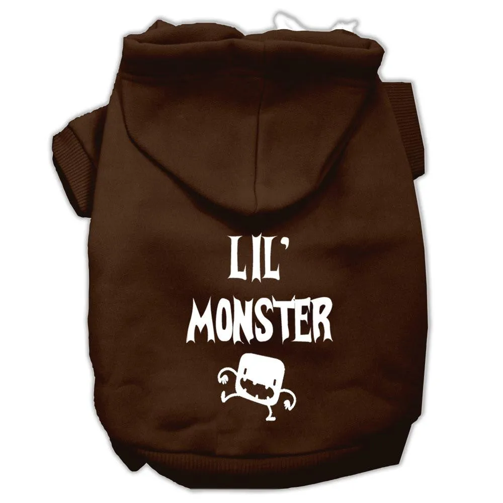 Lil Monster Screen Print Pet Hoodies Brown Size XXL (18)