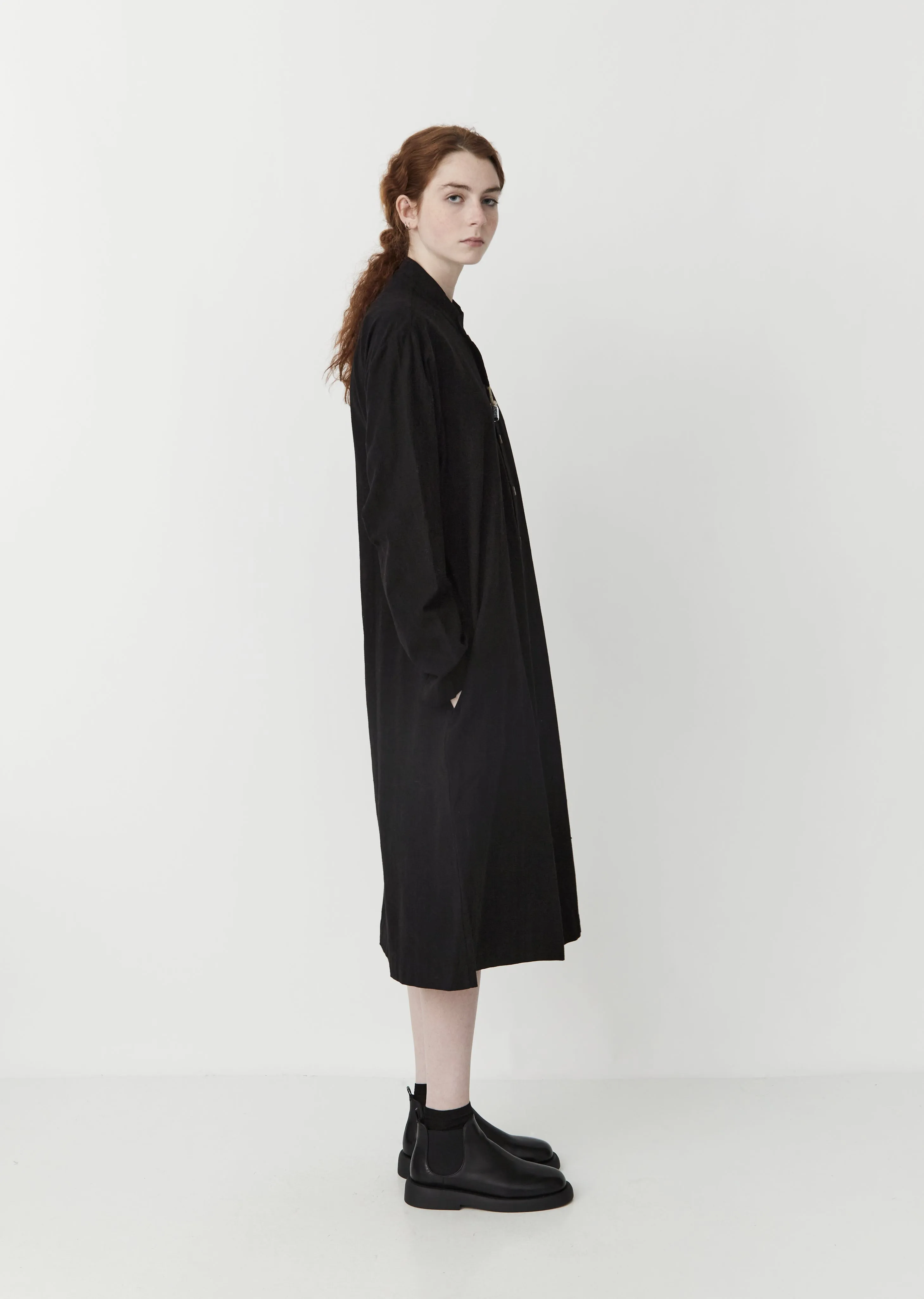 Long Natural-Dyed Jacket / Dress — Black