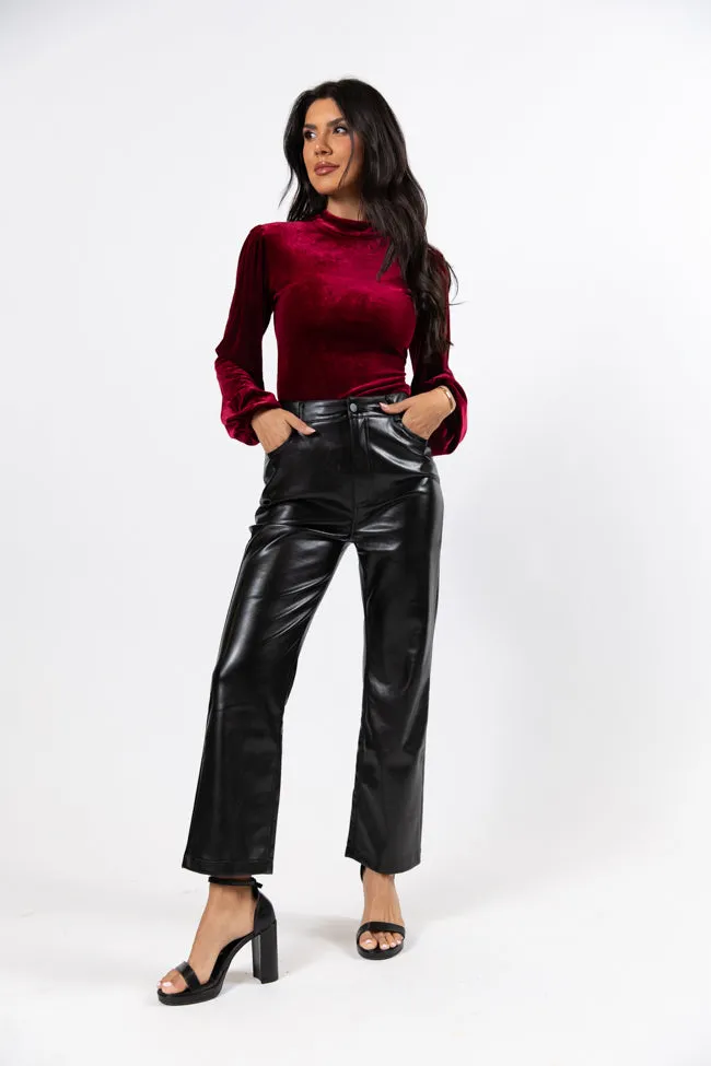 Memorable Nights Black Wide Leg Faux Leather Pants