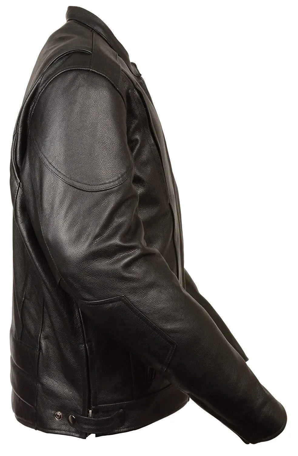 Milwaukee Leather MLM1530 Men's Vented Black Leather Scooter Jacket with Kidney Padding