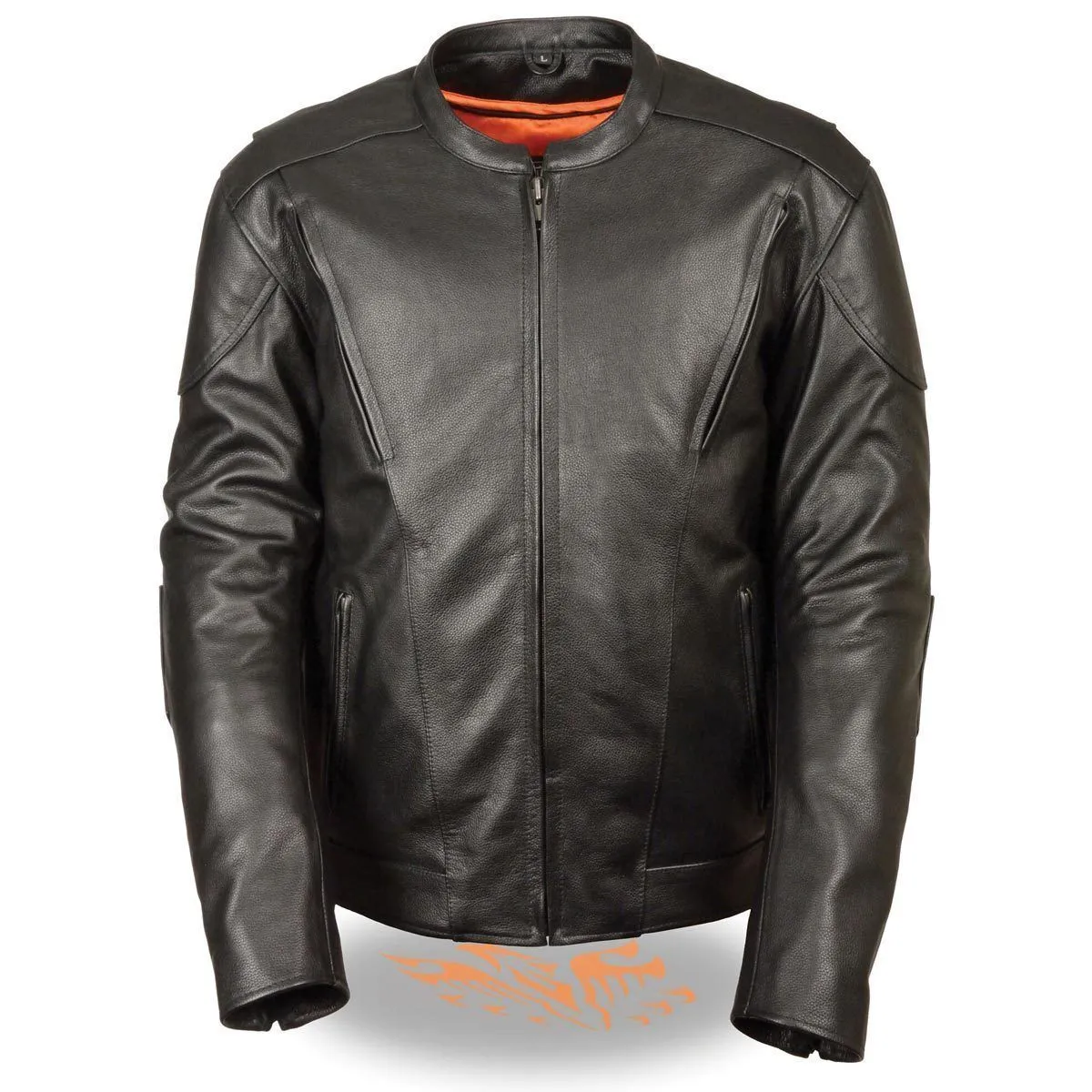 Milwaukee Leather MLM1530 Men's Vented Black Leather Scooter Jacket with Kidney Padding