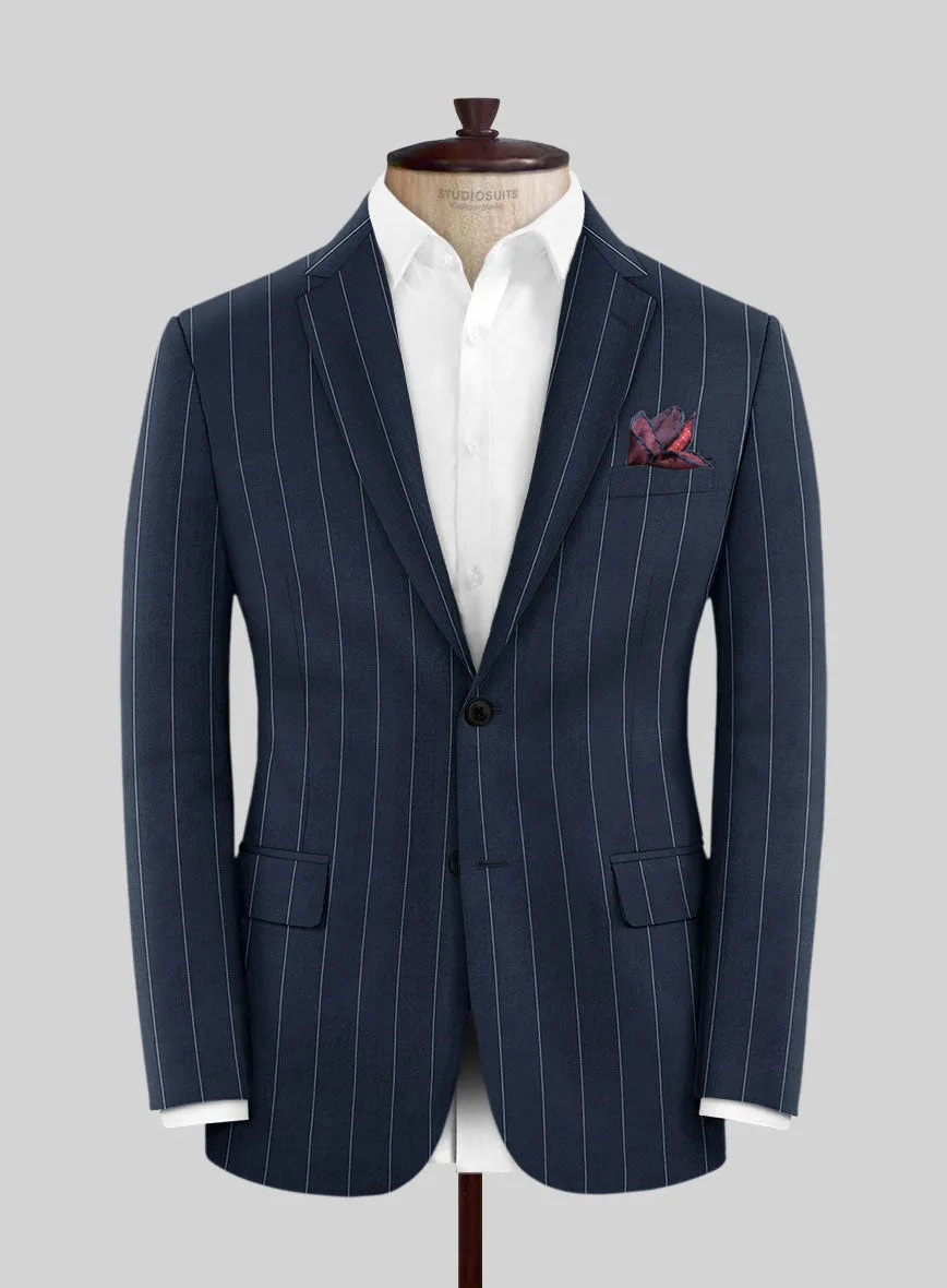 Napolean Wide Stripe Blue Wool Suit