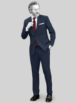 Napolean Wide Stripe Blue Wool Suit