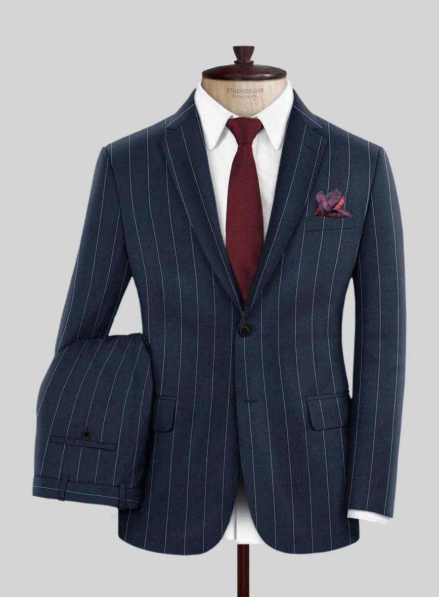 Napolean Wide Stripe Blue Wool Suit