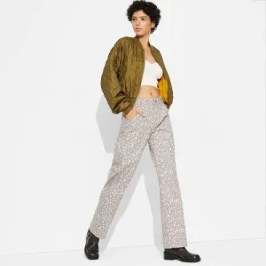 New - Women's Mid-Rise 90's Relaxed Straight Pants - Wild Fable