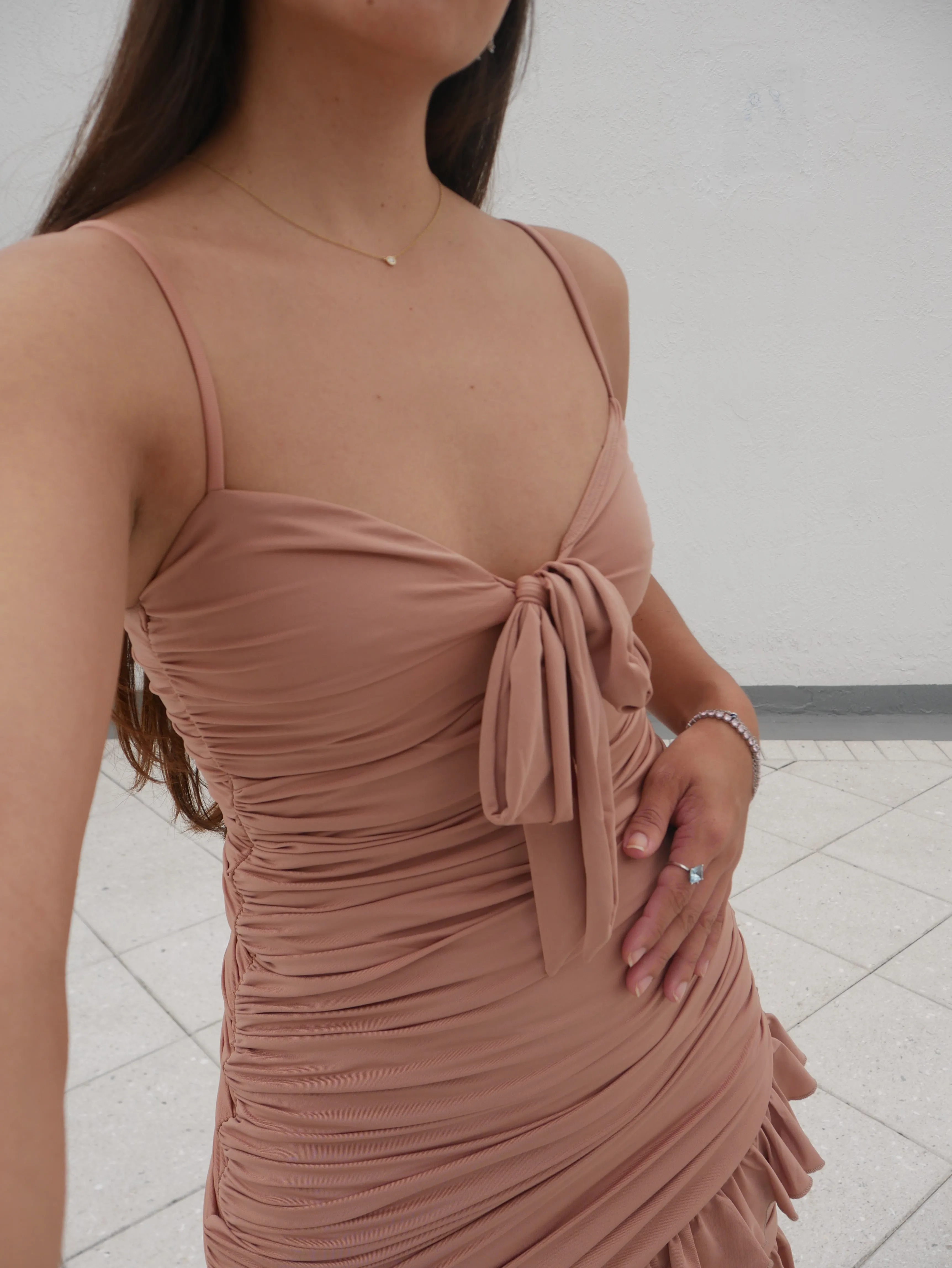 New Women's Nude Spaghetti Strap Bodycon Tight Short Mini Dress