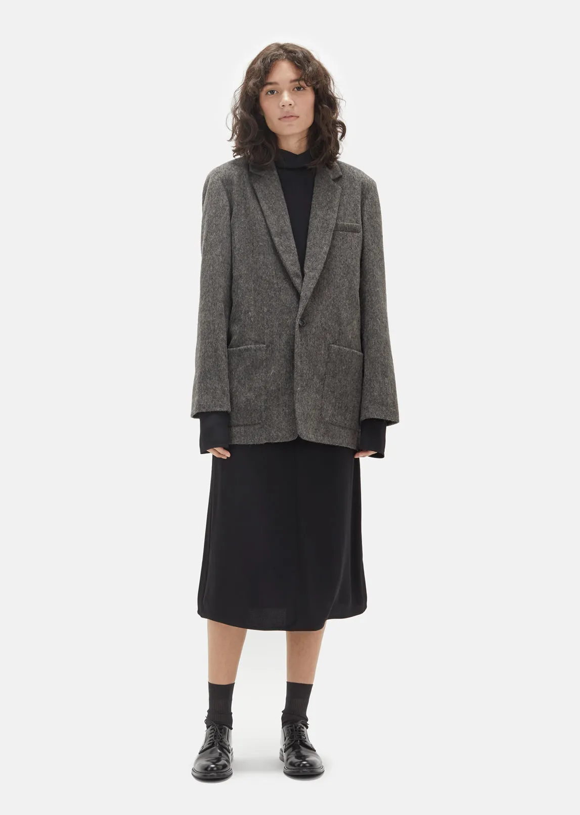 One Button Wool Blazer