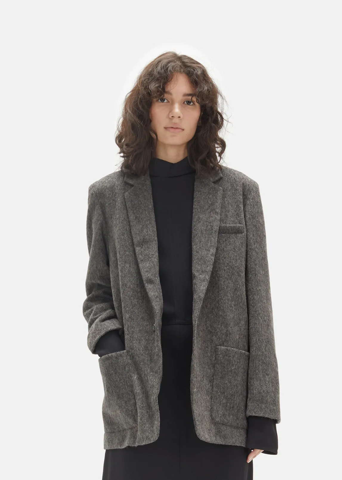 One Button Wool Blazer