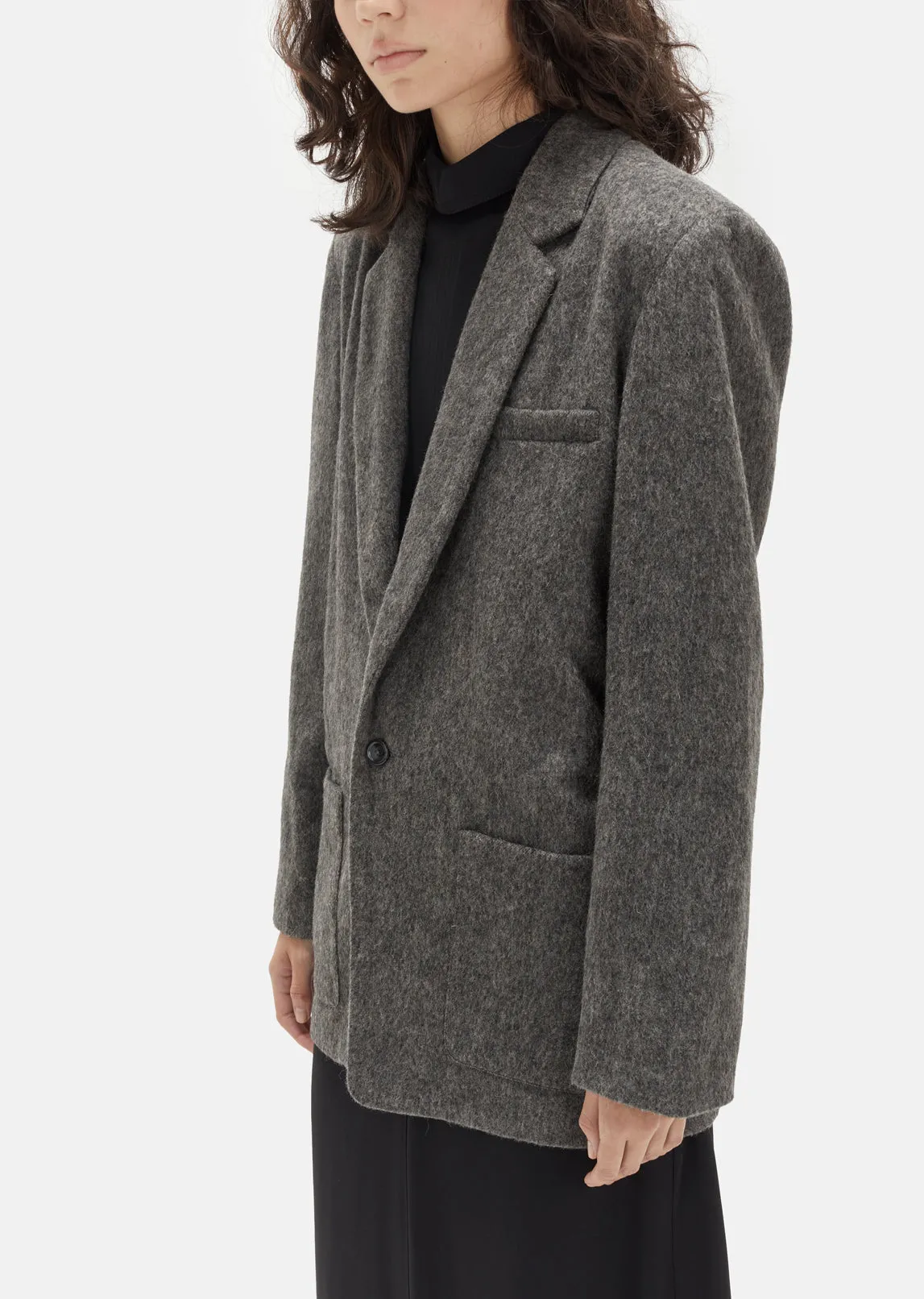 One Button Wool Blazer