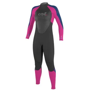 ONeill Youth Girls Epic 3/2 Full Wetsuit Black/Berry/Navy