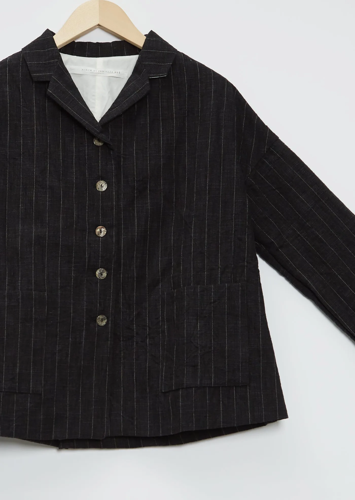 Pinstriped Loose Cotton Wool Blazer